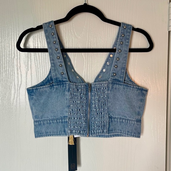 House of Harlow 1960 Studded Denim Top - Picture 3 of 6